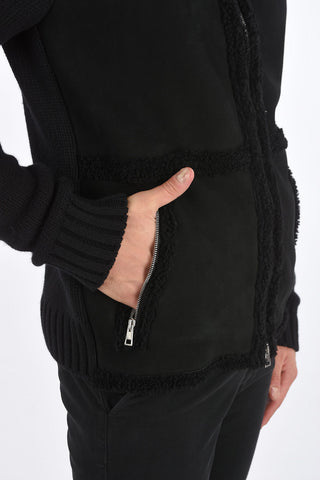 Shearling Mutton Jacket with Knitted Details