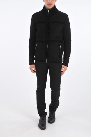 Shearling Mutton Jacket with Knitted Details