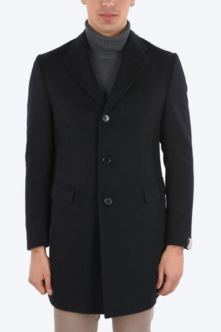 Cappotto in Lana con Rever Classico e Tasche con Aletta