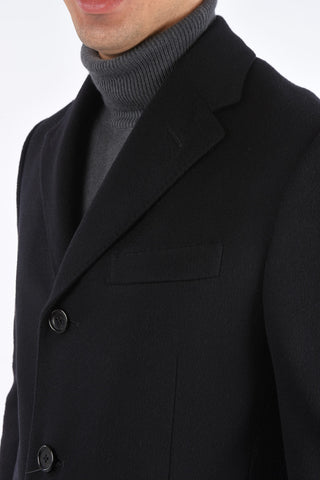 Cappotto in Lana con Rever Classico e Tasche con Aletta
