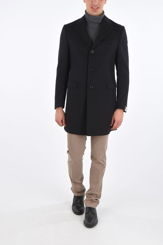 Cappotto in Lana con Rever Classico e Tasche con Aletta