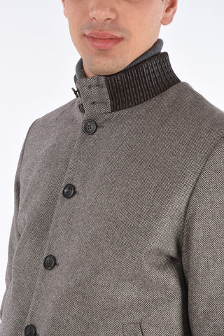 ID Leather Details Bomber Jacket with Front Buttoning