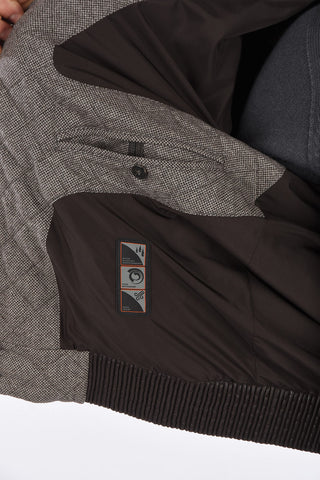 ID Leather Details Bomber Jacket with Front Buttoning