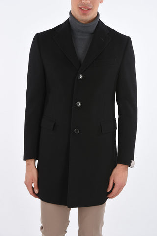 Cappotto in Lana con Rever Classico e Tasche con Aletta