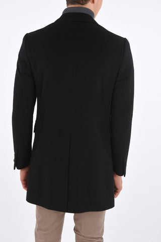 Cappotto in Lana con Rever Classico e Tasche con Aletta