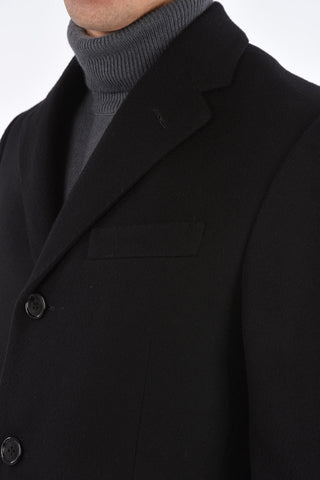 Cappotto in Lana con Rever Classico e Tasche con Aletta