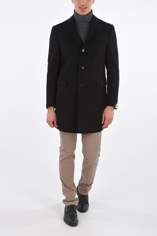 Cappotto in Lana con Rever Classico e Tasche con Aletta