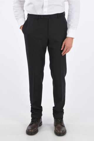 wool Mid-rise waist single pleat trousers