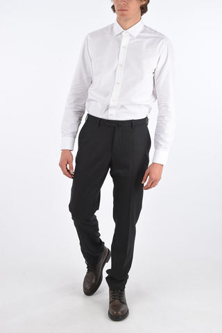 wool Mid-rise waist single pleat trousers
