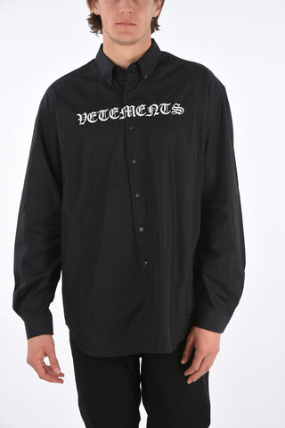 embroidered GOTHIC button-down collar shirt