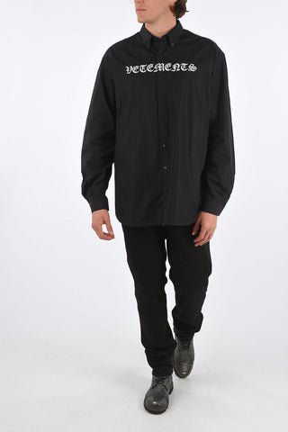 embroidered GOTHIC button-down collar shirt