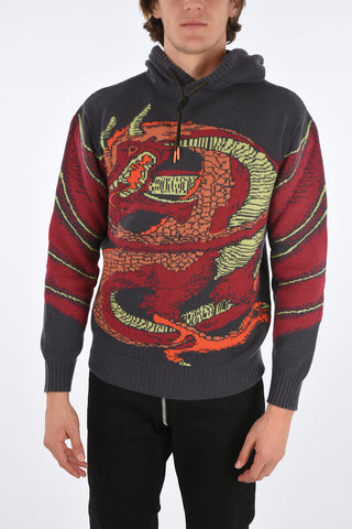 Cashmere Dragon-Embroidered PHANTOM Sweater with Hood