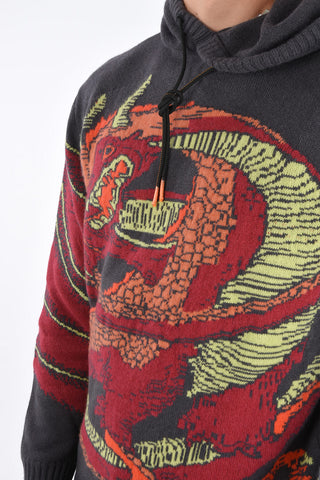 Cashmere Dragon-Embroidered PHANTOM Sweater with Hood