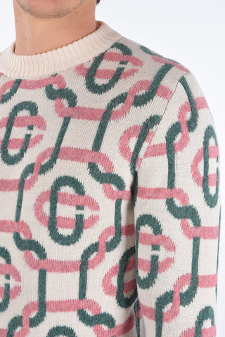 TENNIS CLUB all over logo crew-neck sweater