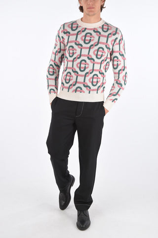 TENNIS CLUB all over logo crew-neck sweater