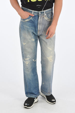 25cm stone washed Digital denim print THIRD CUT jeans