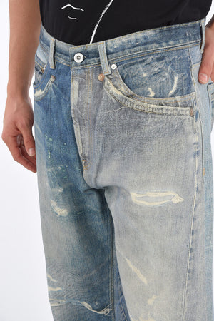 25cm stone washed Digital denim print THIRD CUT jeans