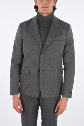 plain herringbone center vent notch lapel 2-button blazer