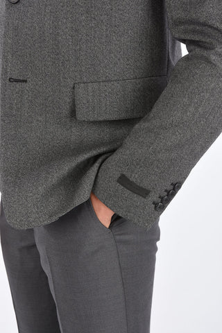 plain herringbone center vent notch lapel 2-button blazer