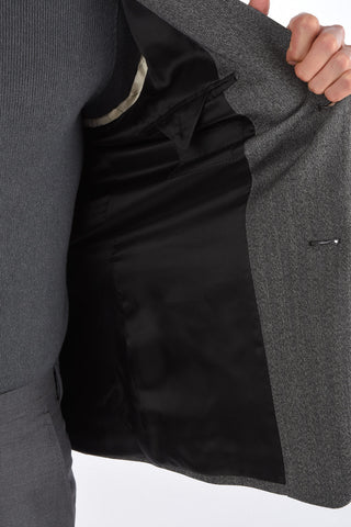 plain herringbone center vent notch lapel 2-button blazer