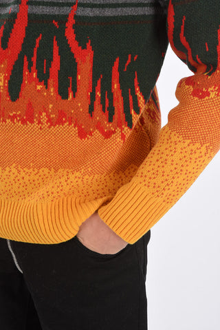 Flames Embroidered BULKY Crew-Neck Sweater