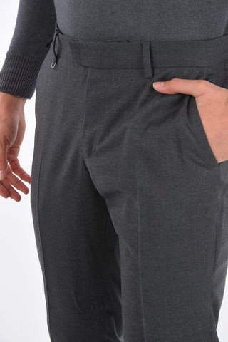 ZZEGNA pantalone con passanti NARROW in lana stretch