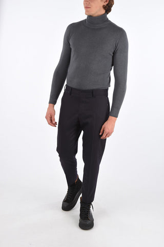 pantalone con passanti in lana stretch