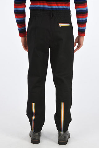 Drawstring waist LEOPOLD DRILL wide pants with ankle zip