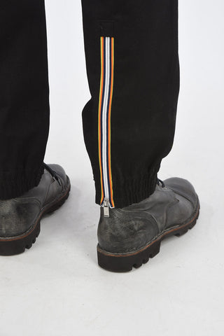 Drawstring waist LEOPOLD DRILL wide pants with ankle zip