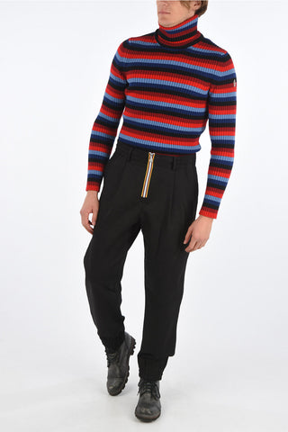 Drawstring waist LEOPOLD DRILL wide pants with ankle zip