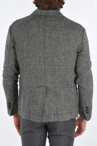 giacca a 3 bottoni plain herringbone in lana uno spacco  