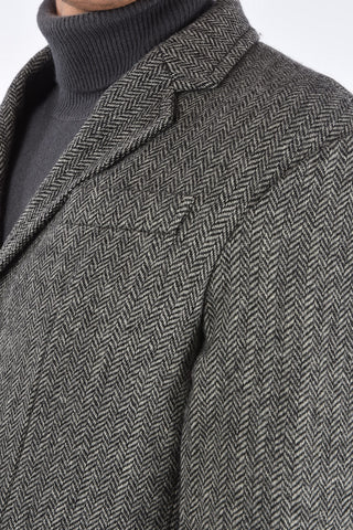 giacca a 3 bottoni plain herringbone in lana uno spacco  