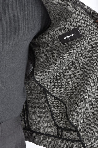 giacca a 3 bottoni plain herringbone in lana uno spacco  