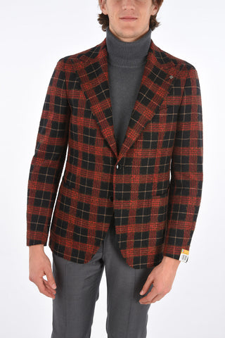 tartan side vents peak lapel 2-button blazer