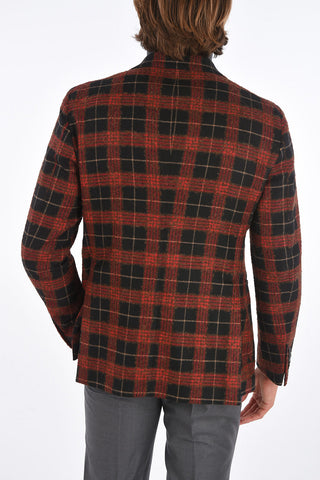 tartan side vents peak lapel 2-button blazer