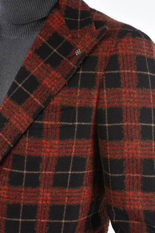 tartan side vents peak lapel 2-button blazer