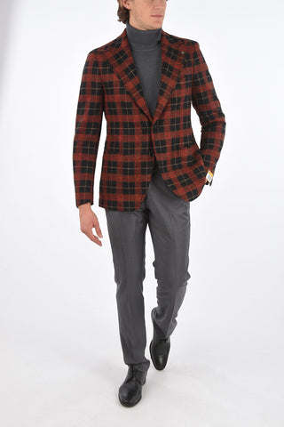 tartan side vents peak lapel 2-button blazer