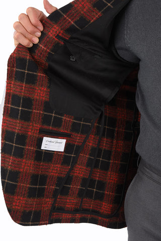 tartan side vents peak lapel 2-button blazer