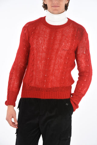 crew-neck cable knit sweater