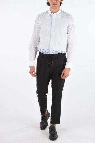 virgin wool drawstring waist single pleat trousers