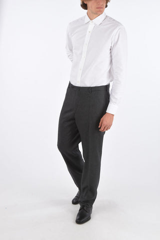 wool Mid-rise waist single pleat trousers