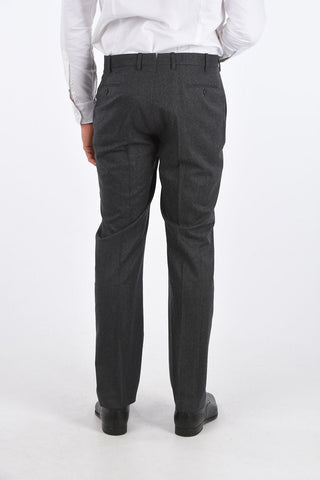 wool Mid-rise waist single pleat trousers