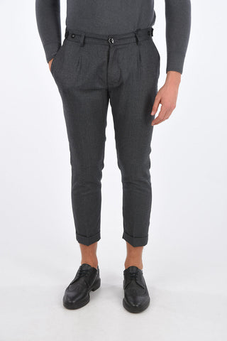 virgin wool SANIK cuffed hem trousers