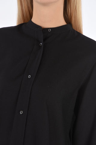 Wool Shirt with Mandarin Collar