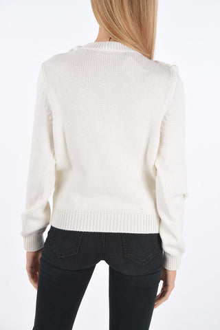 maglia in lana con collo intrecciato
