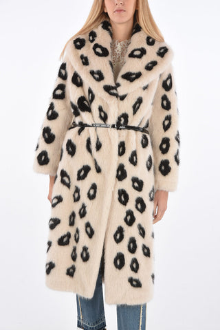 Cappotto in Ecopelliccia Maculata con Cintura