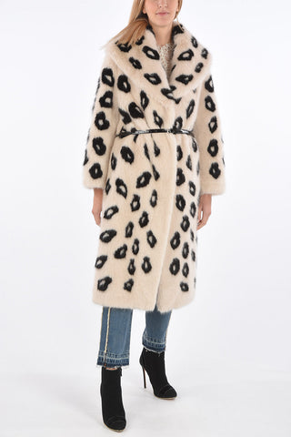 Cappotto in Ecopelliccia Maculata con Cintura