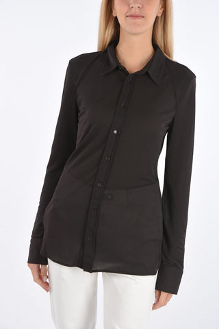 Spread Collar Bluse with Front Buttoning 