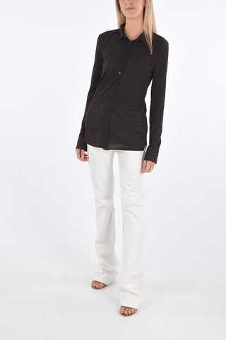 Spread Collar Bluse with Front Buttoning 