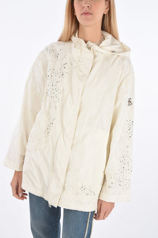 Hooded Jacket with Jewel Details